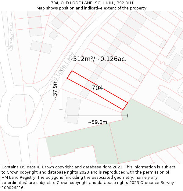 704, OLD LODE LANE, SOLIHULL, B92 8LU: Plot and title map