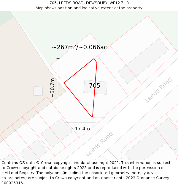 705, LEEDS ROAD, DEWSBURY, WF12 7HR: Plot and title map
