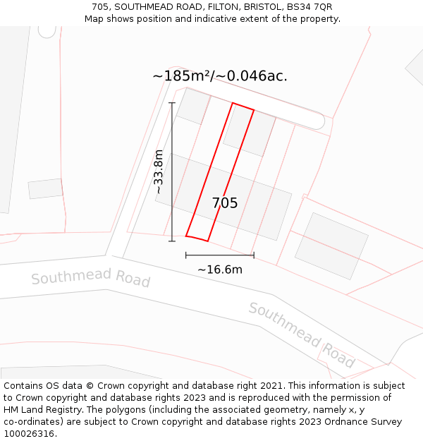 705, SOUTHMEAD ROAD, FILTON, BRISTOL, BS34 7QR: Plot and title map