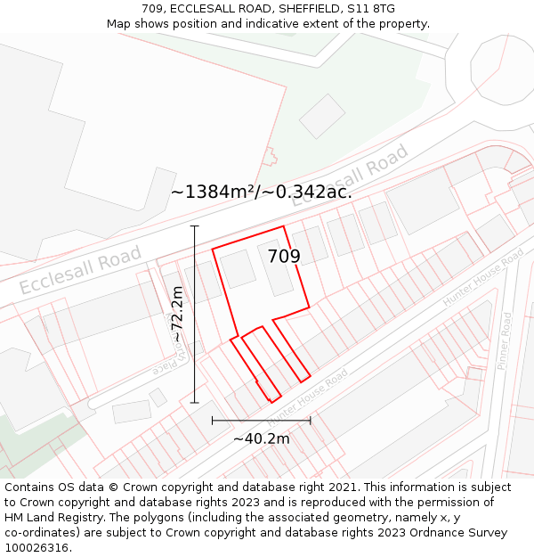 709, ECCLESALL ROAD, SHEFFIELD, S11 8TG: Plot and title map