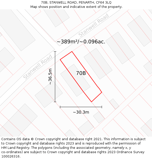 70B, STANWELL ROAD, PENARTH, CF64 3LQ: Plot and title map