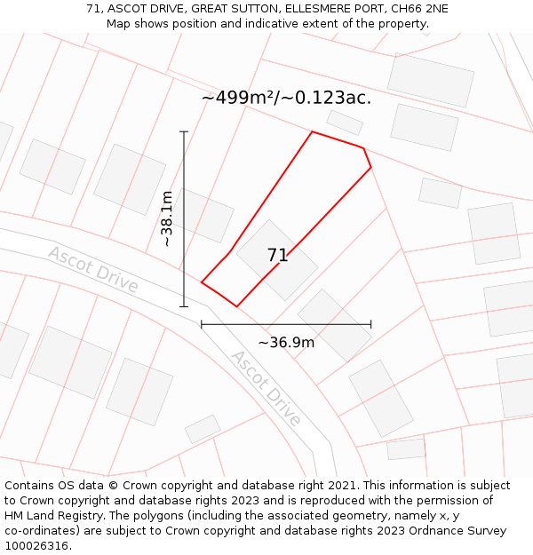 71, ASCOT DRIVE, GREAT SUTTON, ELLESMERE PORT, CH66 2NE: Plot and title map