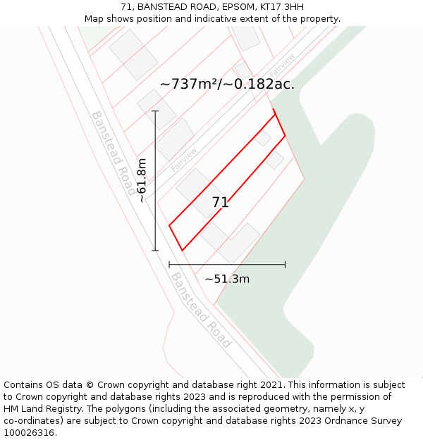 71, BANSTEAD ROAD, EPSOM, KT17 3HH: Plot and title map