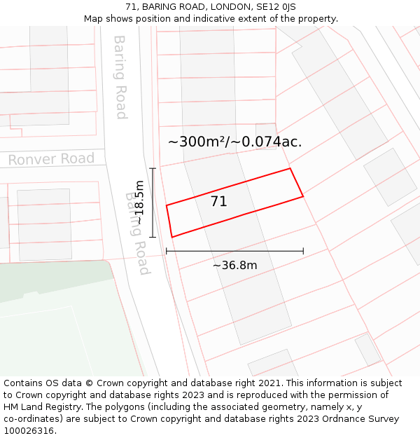 71, BARING ROAD, LONDON, SE12 0JS: Plot and title map