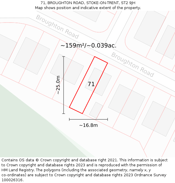 71, BROUGHTON ROAD, STOKE-ON-TRENT, ST2 9JH: Plot and title map