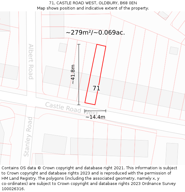 71, CASTLE ROAD WEST, OLDBURY, B68 0EN: Plot and title map