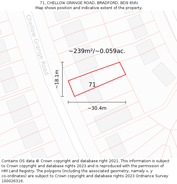 71, CHELLOW GRANGE ROAD, BRADFORD, BD9 6NN: Plot and title map