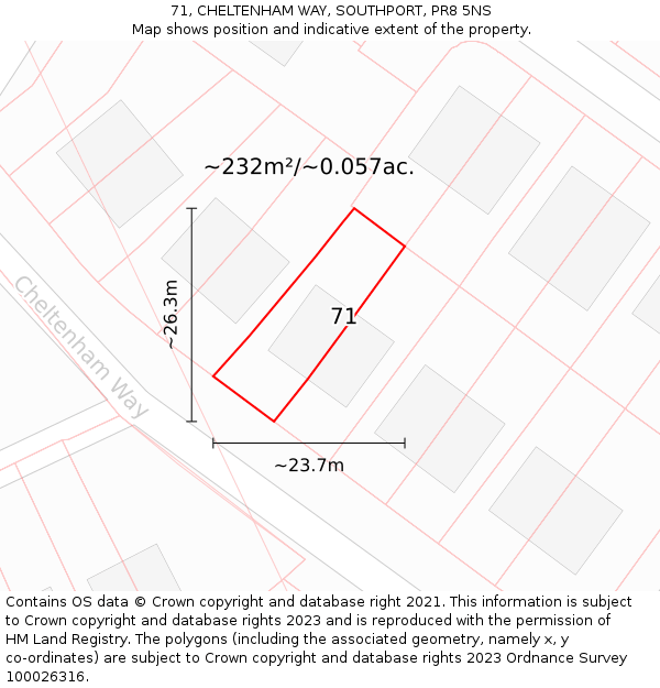 71, CHELTENHAM WAY, SOUTHPORT, PR8 5NS: Plot and title map