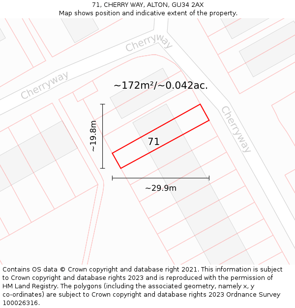 71, CHERRY WAY, ALTON, GU34 2AX: Plot and title map