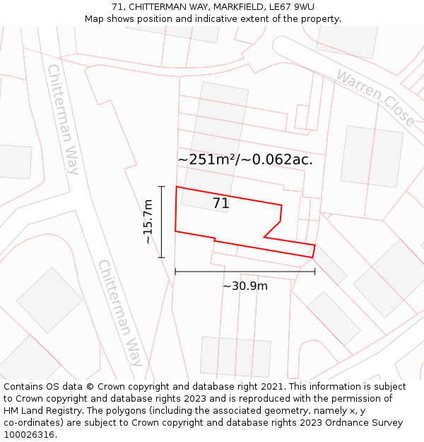 71, CHITTERMAN WAY, MARKFIELD, LE67 9WU: Plot and title map