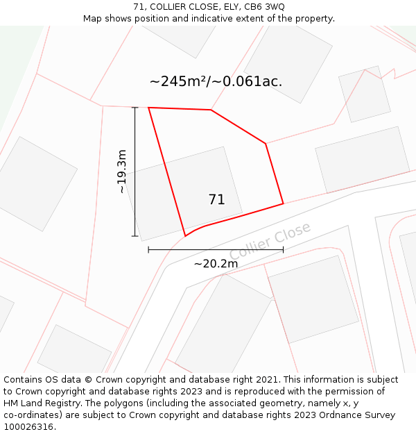 71, COLLIER CLOSE, ELY, CB6 3WQ: Plot and title map