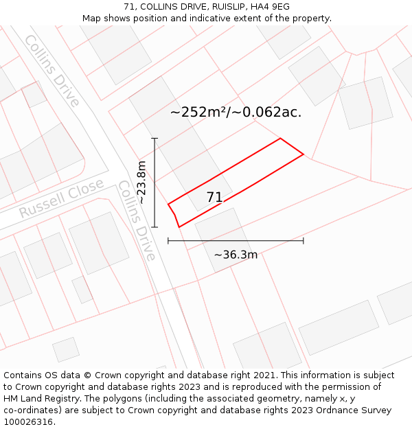 71, COLLINS DRIVE, RUISLIP, HA4 9EG: Plot and title map