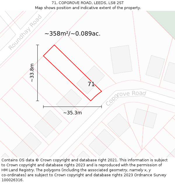 71, COPGROVE ROAD, LEEDS, LS8 2ST: Plot and title map