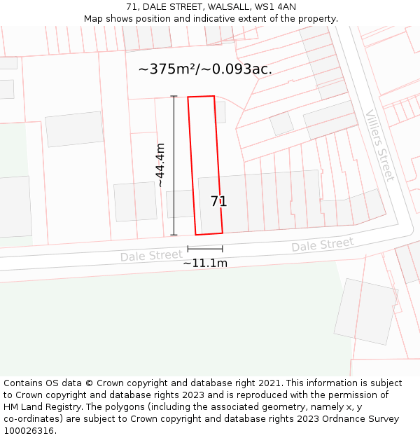 71, DALE STREET, WALSALL, WS1 4AN: Plot and title map