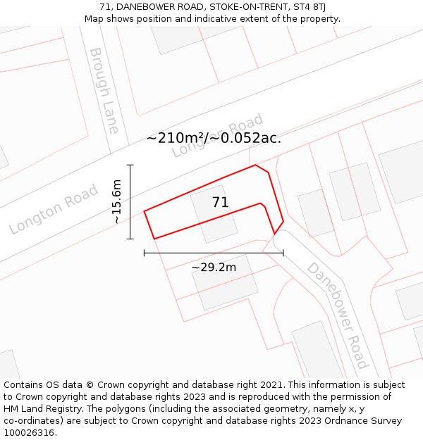 71, DANEBOWER ROAD, STOKE-ON-TRENT, ST4 8TJ: Plot and title map
