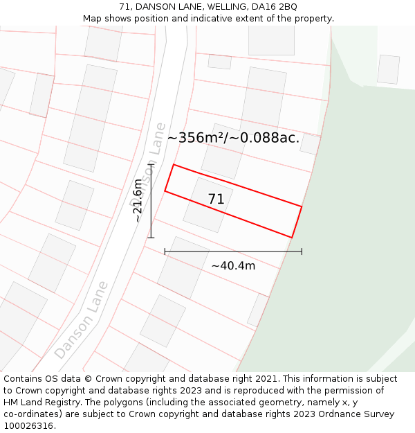 71, DANSON LANE, WELLING, DA16 2BQ: Plot and title map