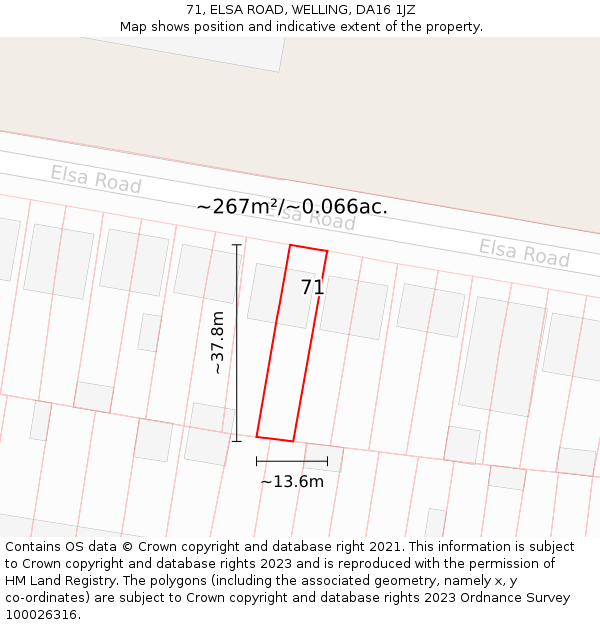 71, ELSA ROAD, WELLING, DA16 1JZ: Plot and title map
