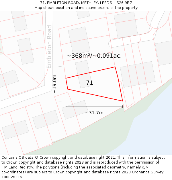 71, EMBLETON ROAD, METHLEY, LEEDS, LS26 9BZ: Plot and title map