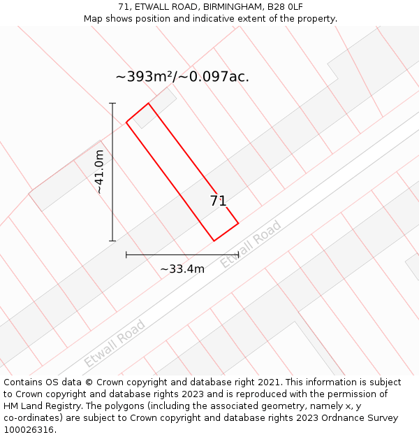 71, ETWALL ROAD, BIRMINGHAM, B28 0LF: Plot and title map