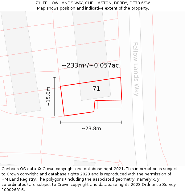 71, FELLOW LANDS WAY, CHELLASTON, DERBY, DE73 6SW: Plot and title map