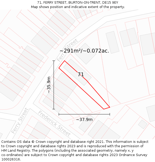 71, FERRY STREET, BURTON-ON-TRENT, DE15 9EY: Plot and title map