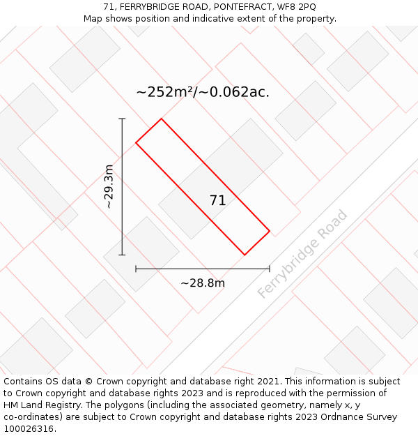 71, FERRYBRIDGE ROAD, PONTEFRACT, WF8 2PQ: Plot and title map