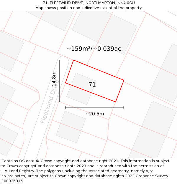 71, FLEETWIND DRIVE, NORTHAMPTON, NN4 0SU: Plot and title map