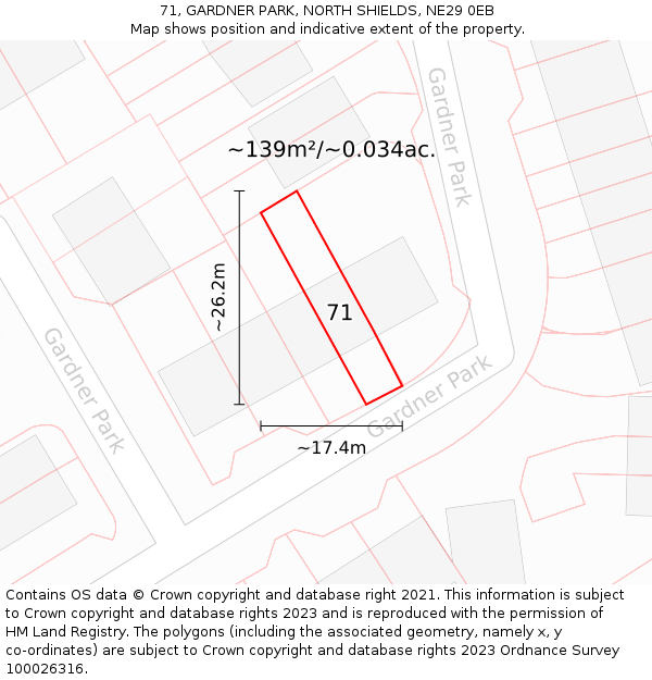 71, GARDNER PARK, NORTH SHIELDS, NE29 0EB: Plot and title map