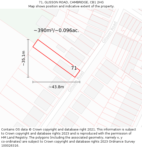 71, GLISSON ROAD, CAMBRIDGE, CB1 2HG: Plot and title map