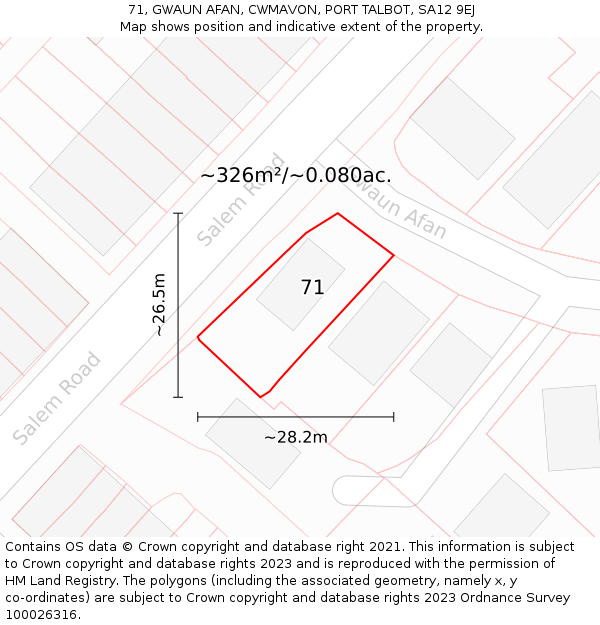 71, GWAUN AFAN, CWMAVON, PORT TALBOT, SA12 9EJ: Plot and title map