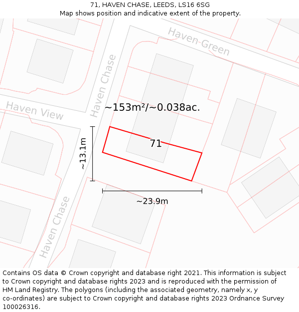71, HAVEN CHASE, LEEDS, LS16 6SG: Plot and title map