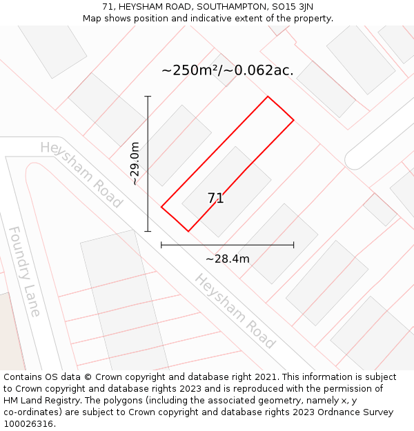 71, HEYSHAM ROAD, SOUTHAMPTON, SO15 3JN: Plot and title map