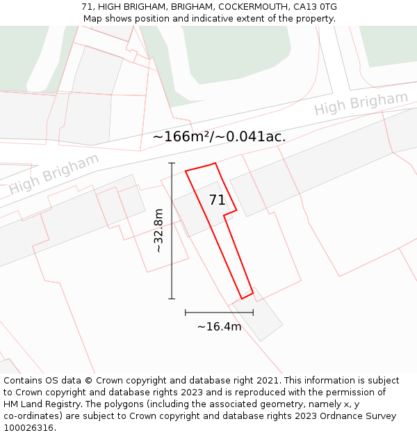 71, HIGH BRIGHAM, BRIGHAM, COCKERMOUTH, CA13 0TG: Plot and title map