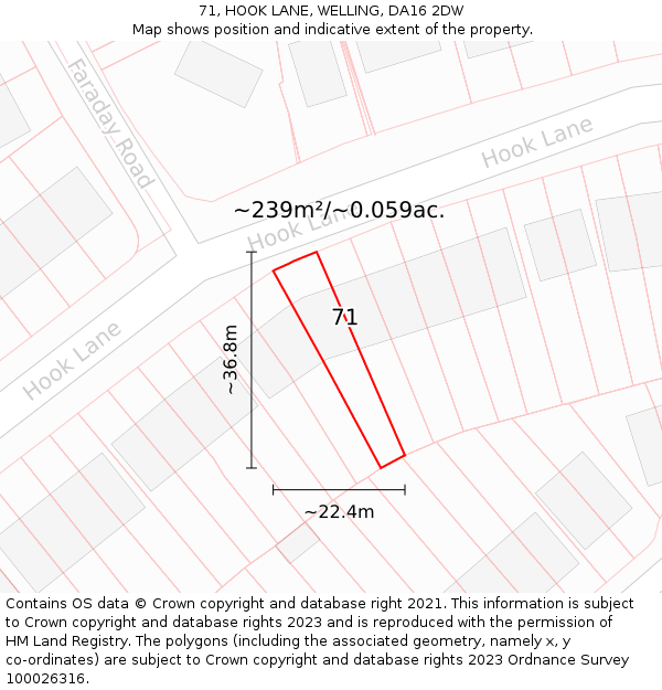 71, HOOK LANE, WELLING, DA16 2DW: Plot and title map