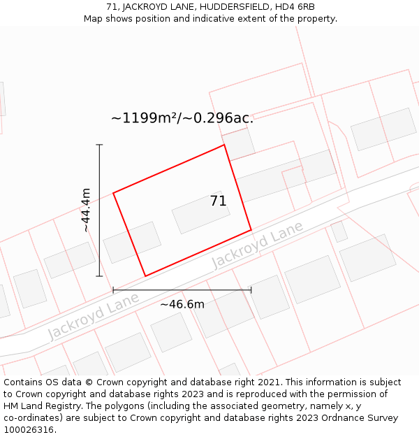 71, JACKROYD LANE, HUDDERSFIELD, HD4 6RB: Plot and title map