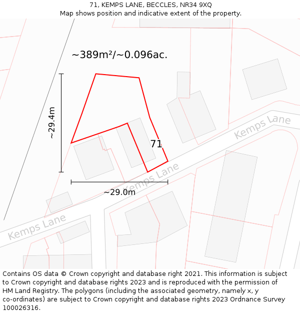 71, KEMPS LANE, BECCLES, NR34 9XQ: Plot and title map