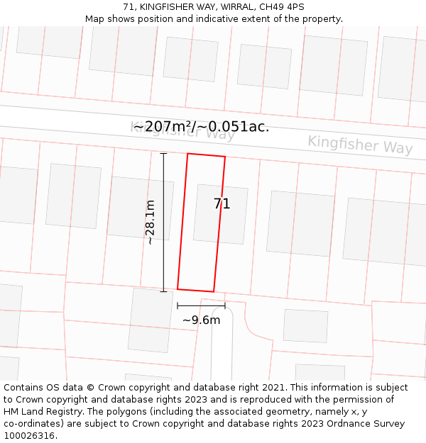 71, KINGFISHER WAY, WIRRAL, CH49 4PS: Plot and title map