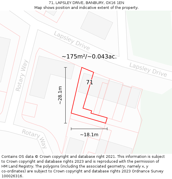 71, LAPSLEY DRIVE, BANBURY, OX16 1EN: Plot and title map