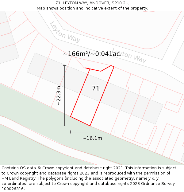 71, LEYTON WAY, ANDOVER, SP10 2UJ: Plot and title map