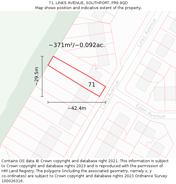 71, LINKS AVENUE, SOUTHPORT, PR9 9QD: Plot and title map