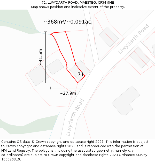 71, LLWYDARTH ROAD, MAESTEG, CF34 9HE: Plot and title map