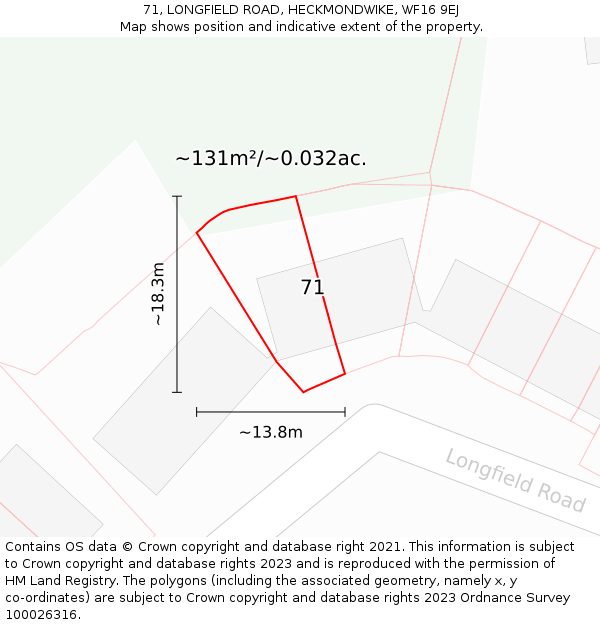 71, LONGFIELD ROAD, HECKMONDWIKE, WF16 9EJ: Plot and title map