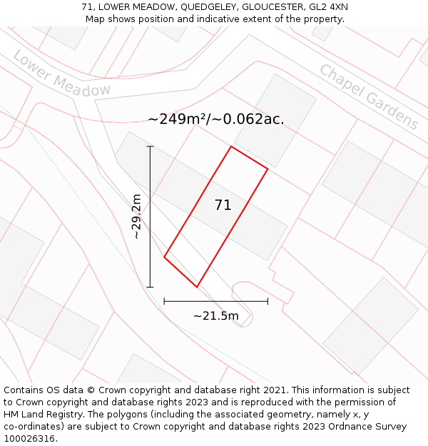 71, LOWER MEADOW, QUEDGELEY, GLOUCESTER, GL2 4XN: Plot and title map