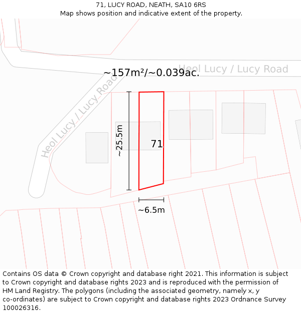 71, LUCY ROAD, NEATH, SA10 6RS: Plot and title map