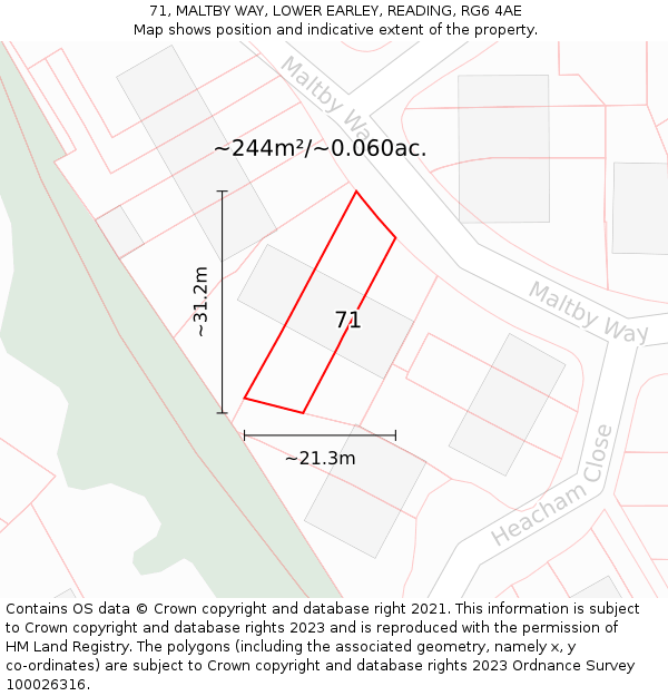 71, MALTBY WAY, LOWER EARLEY, READING, RG6 4AE: Plot and title map