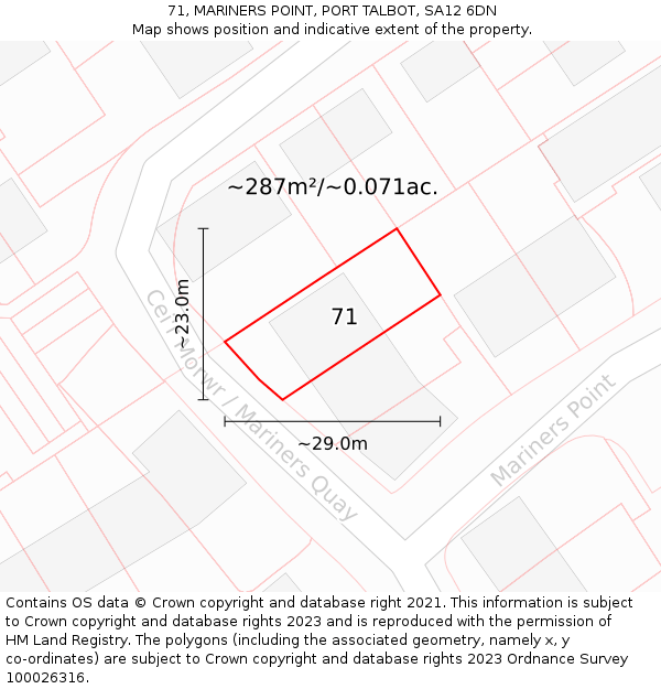 71, MARINERS POINT, PORT TALBOT, SA12 6DN: Plot and title map