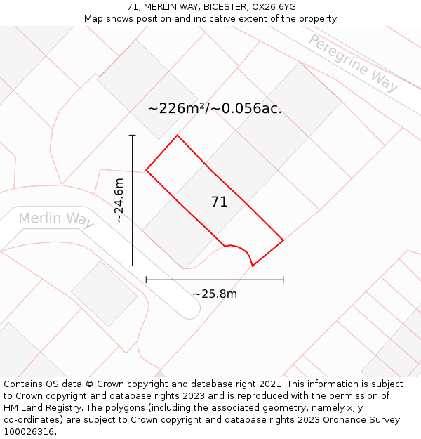 71, MERLIN WAY, BICESTER, OX26 6YG: Plot and title map
