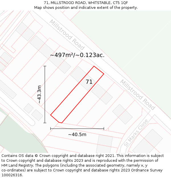 71, MILLSTROOD ROAD, WHITSTABLE, CT5 1QF: Plot and title map