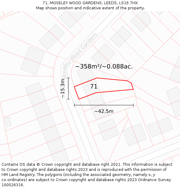 71, MOSELEY WOOD GARDENS, LEEDS, LS16 7HX: Plot and title map