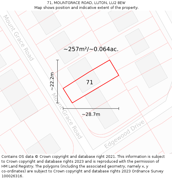 71, MOUNTGRACE ROAD, LUTON, LU2 8EW: Plot and title map